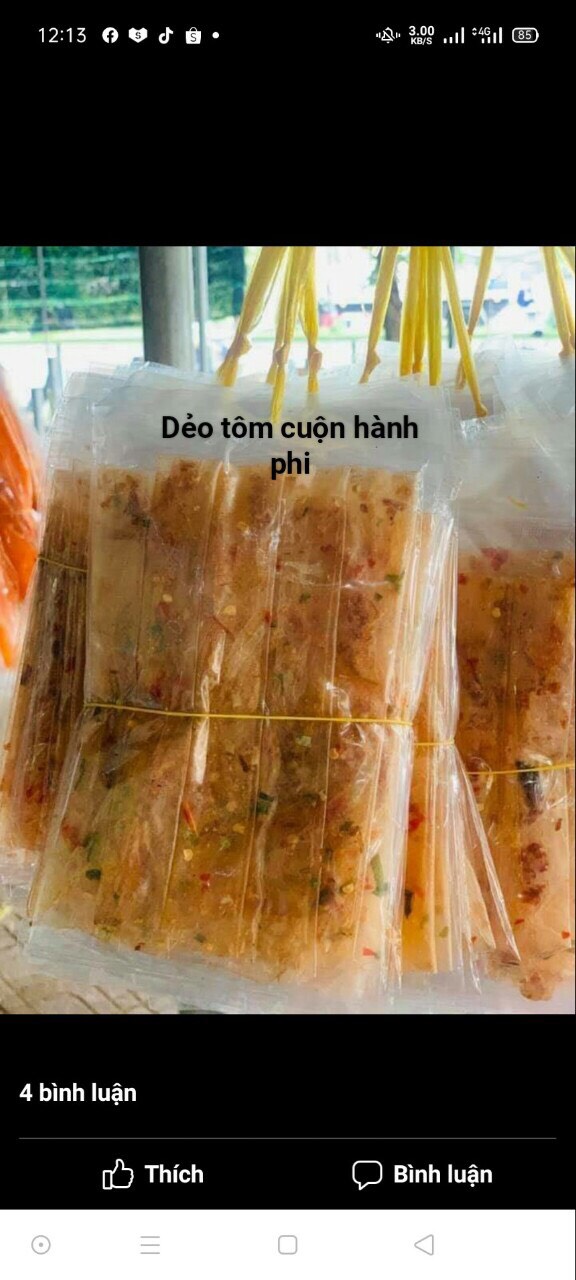 Bánh Tráng Dẻo Tôm Cuộn Hành Phi