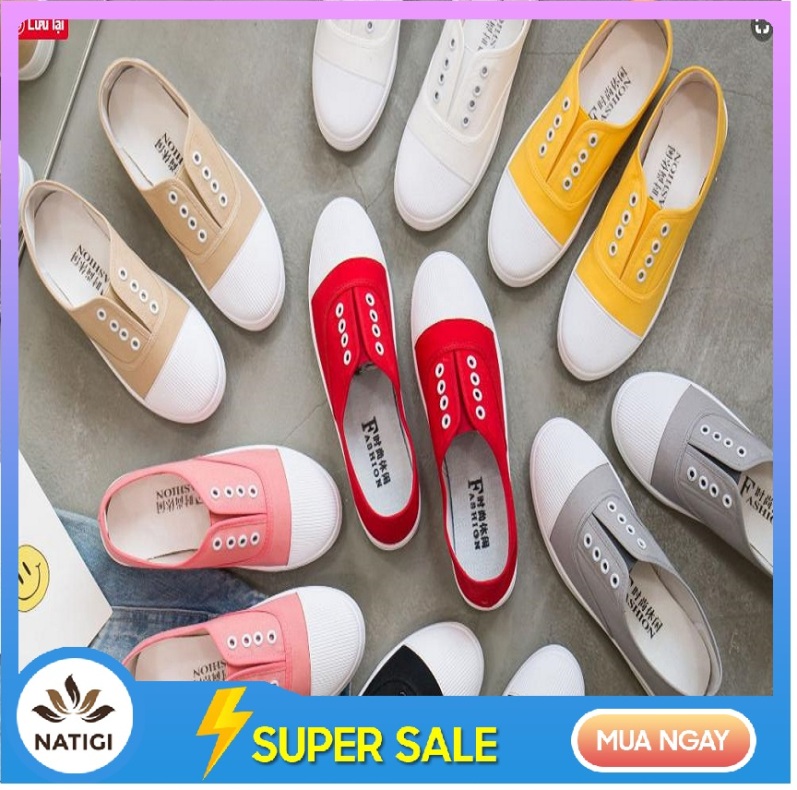 Giầy mọi lười thể thao giầy slip on vải nữ Hàn Quốc cao cấp đẹp giá rẻ 313-1 GVNU01 giá rẻ