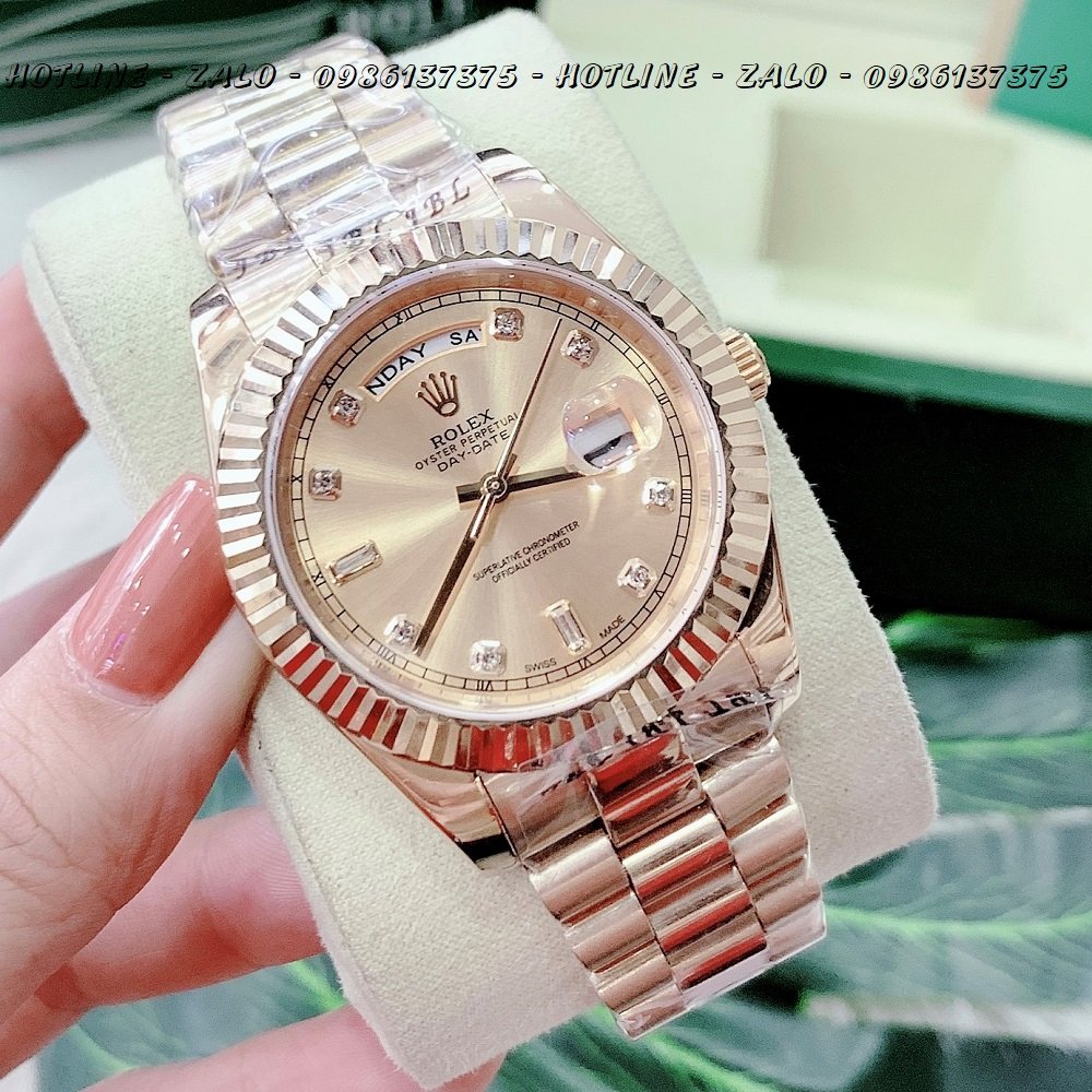 Đồng Hồ Nam Rolex Automatic 2 Lịch Dây Vàng Mặt Vàng 41mm