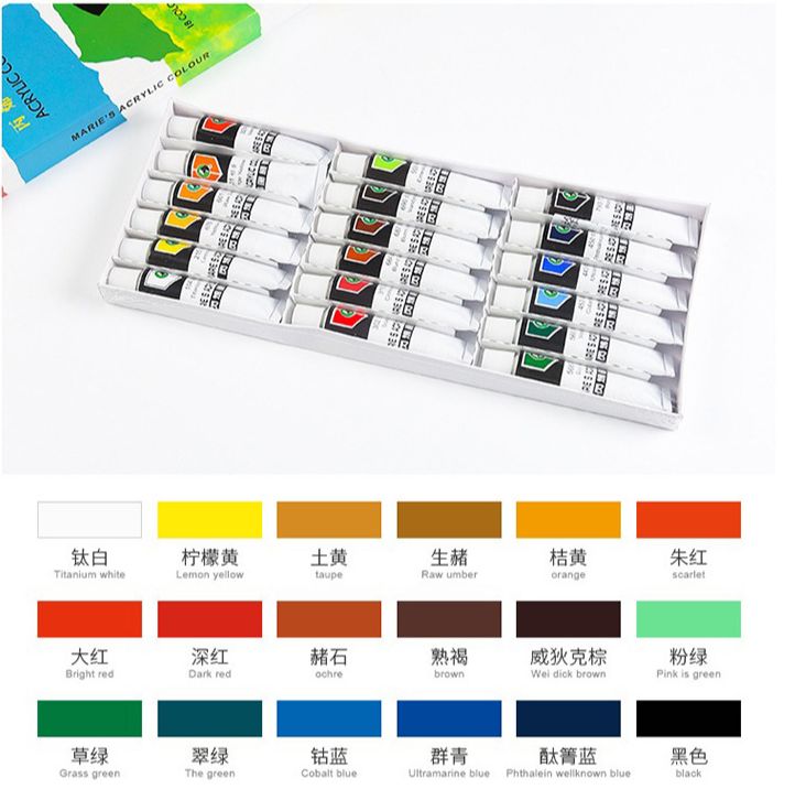 Set 18 màu acrylic Marie's (12ml/tuýp)