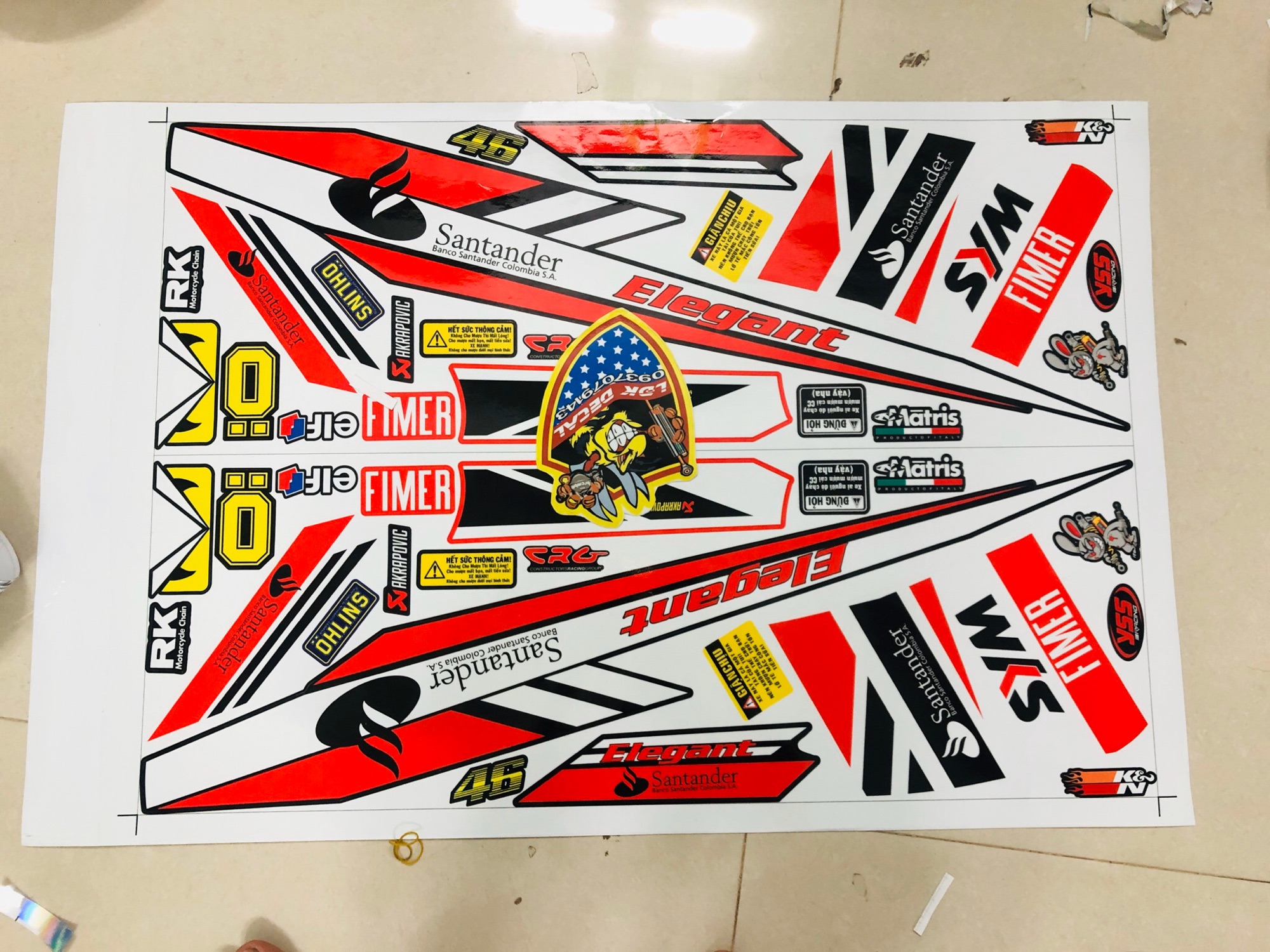 Tem rời elegant Fimer Trắng đỏ