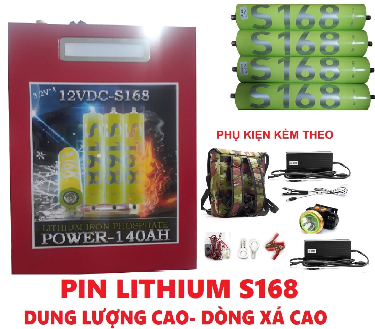Bình Pin lithium S168 13.6V DÒNG XẢ CAO - Pin Thế Hệ Mới