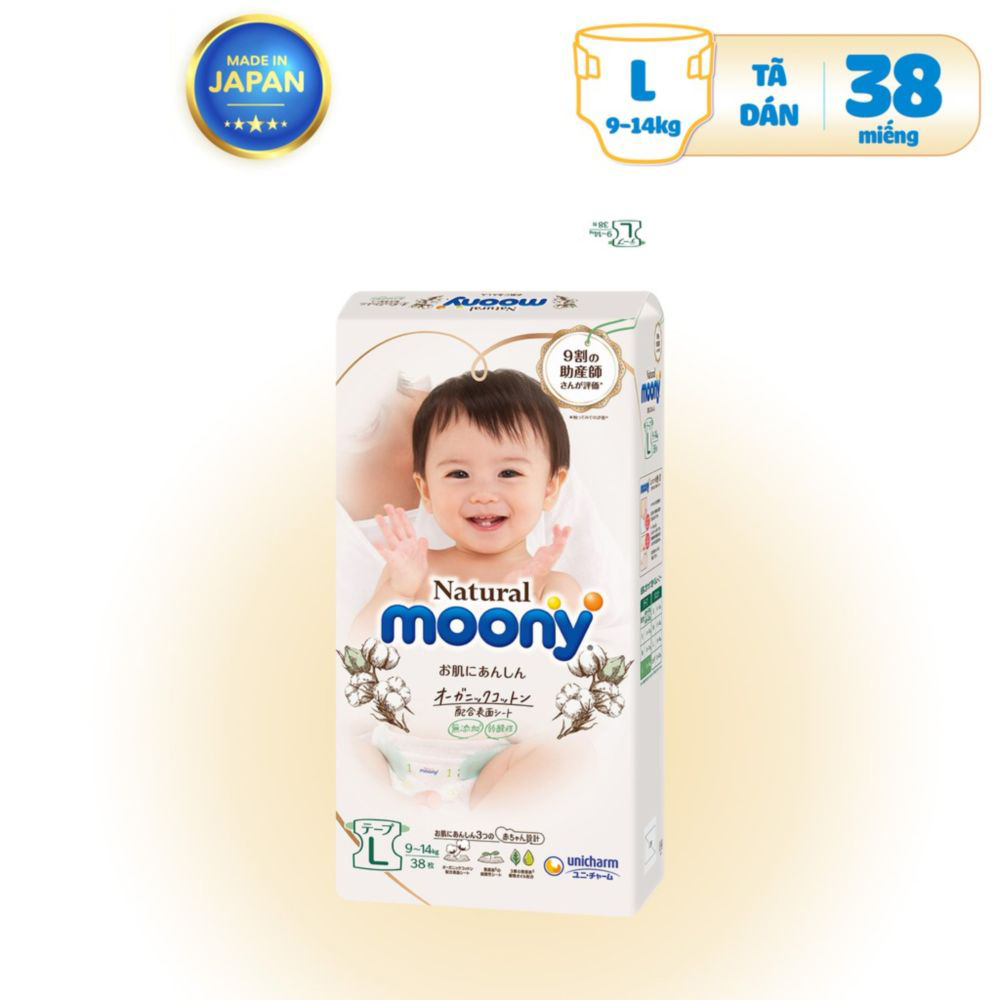 Tã Bỉm dán Moony Natural siêu cao cấp NB63/S58/M46