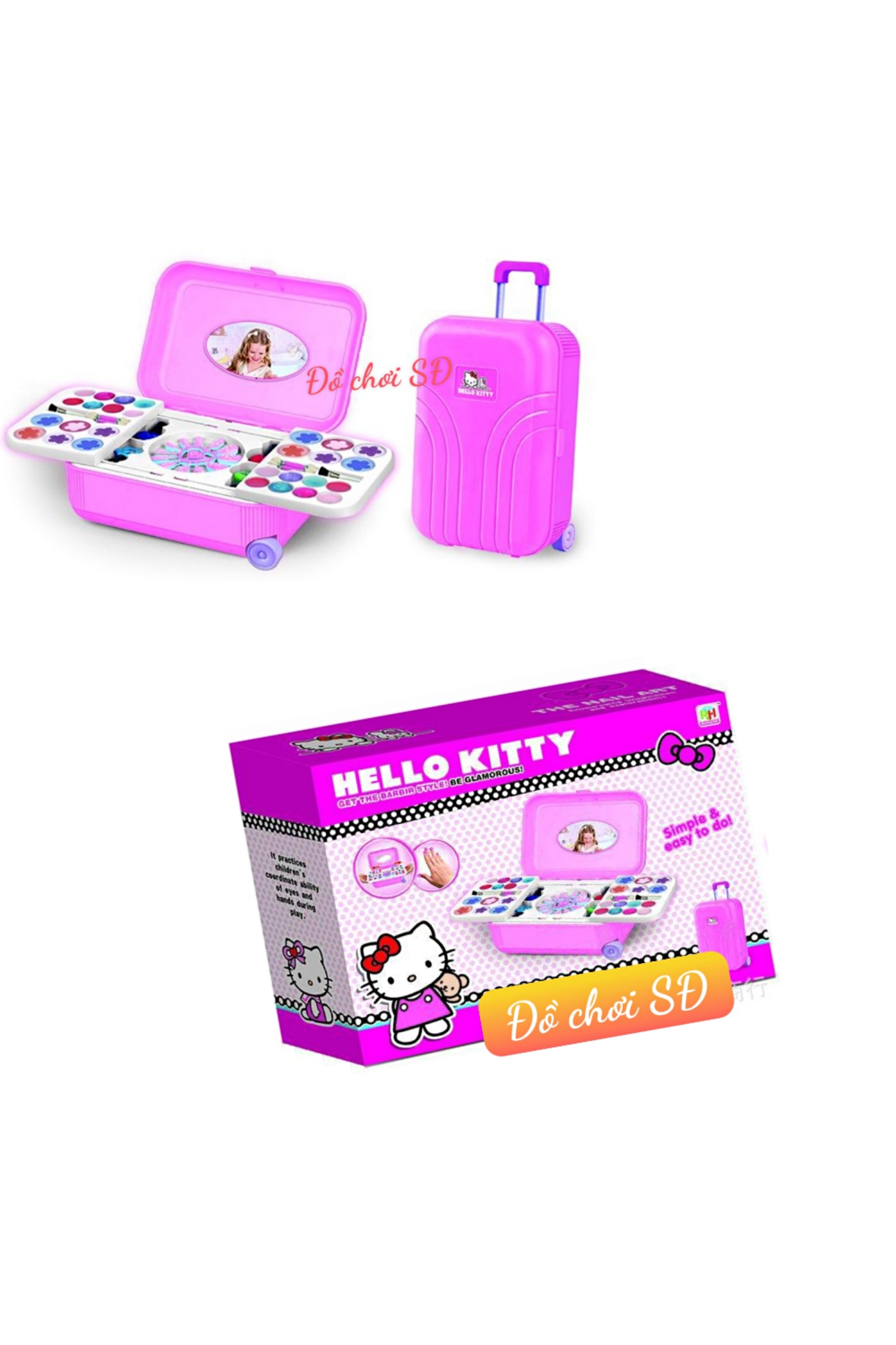 VALI KÉO TRANG ĐIỂM BÚP BÊ - MÀU HỒNG