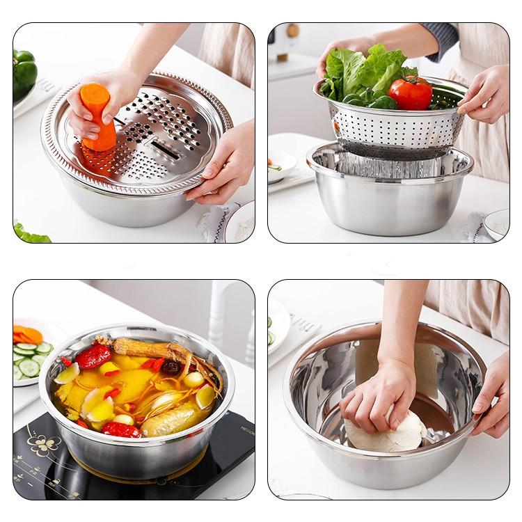 ⛔FREESHIP⛔ Bộ rổ, chậu, nạo inox (LOẠI INOX)