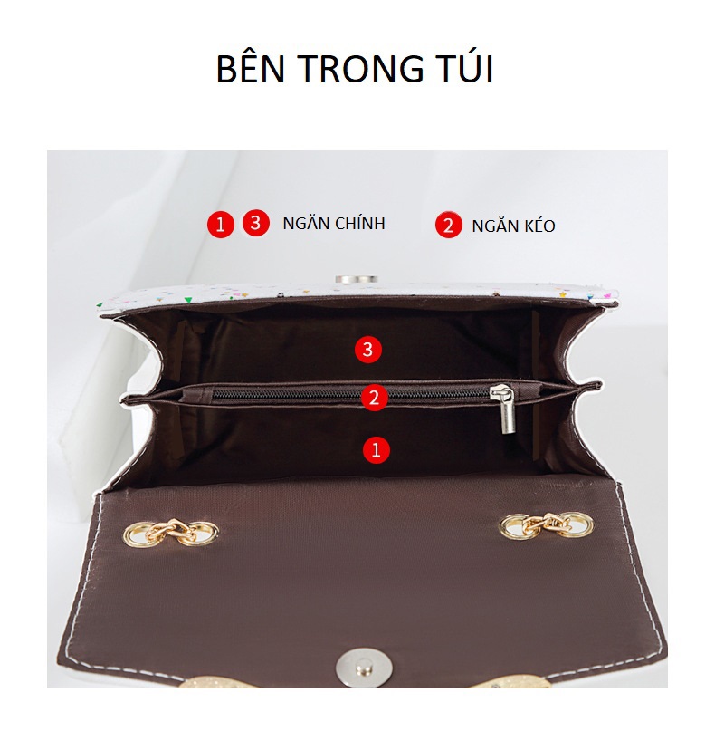 Túi đeo chéo nắp gài T19 khóa trái tim