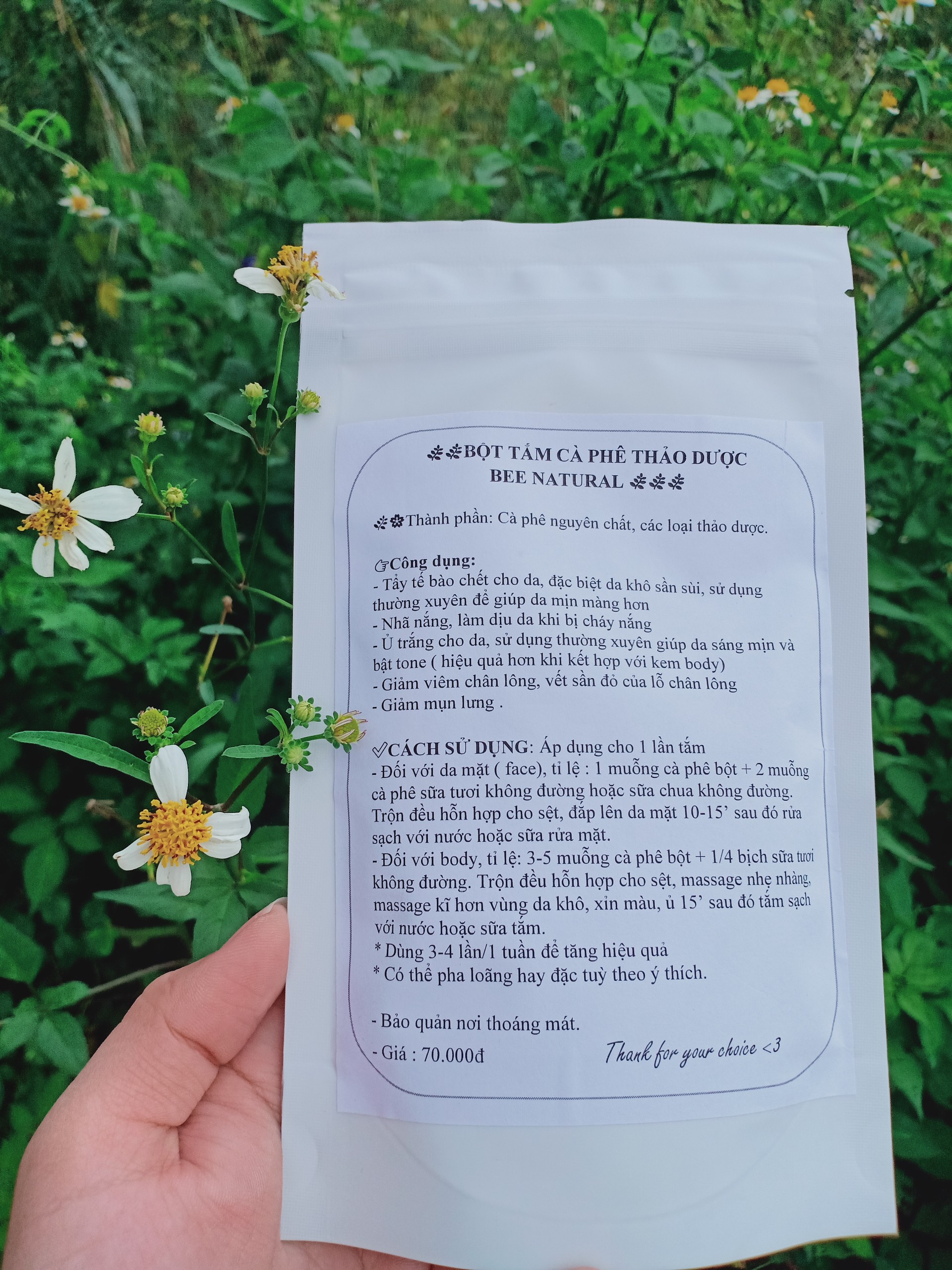 Bột Tắm Trắng Body Cà Phê Thảo Dược Bee Natrural
