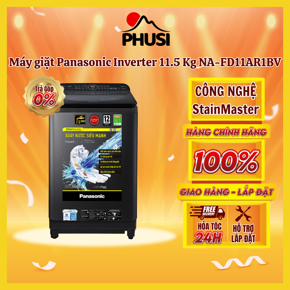 Máy giặt cửa trên panasonic 11.5kg na-fd11ar1bv - hàng chính hãng
