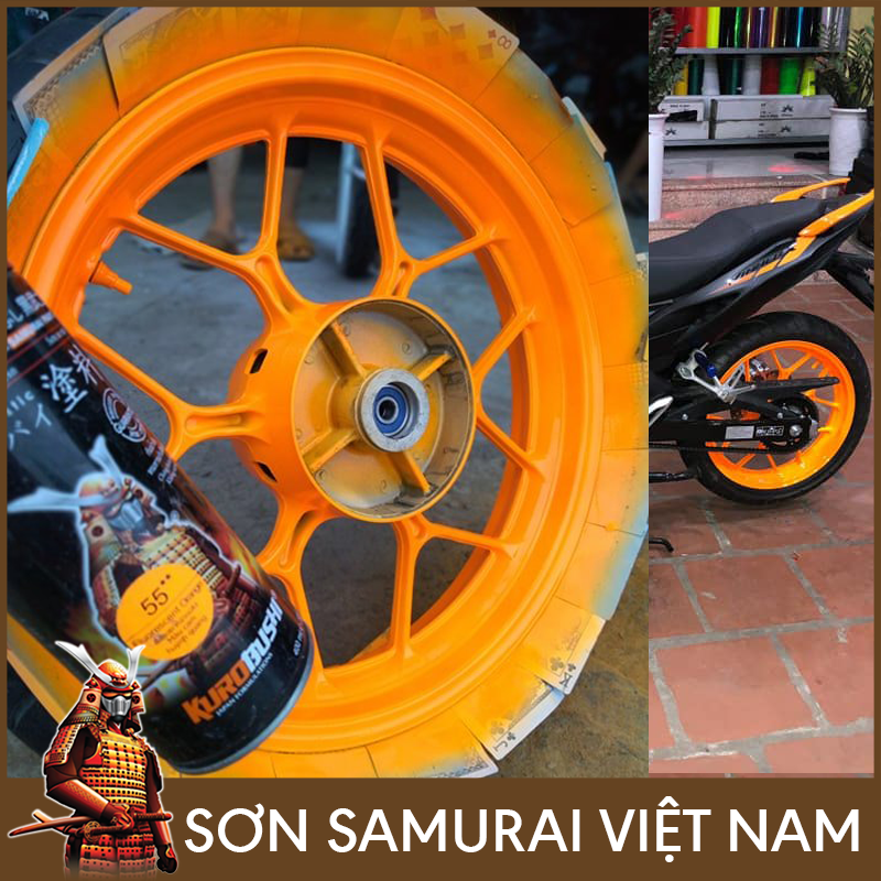 Sơn samurai màu cam huỳnh quang - Chai sơn màu cam 55 sơn xịt samurai