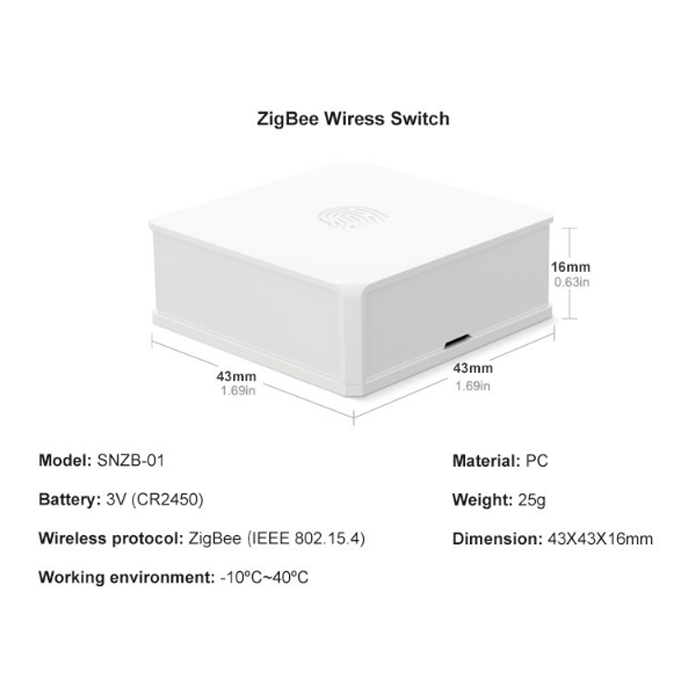 Wall Scene Switch Stickers ZigBee 3.0 Sonoff SNZB-01 (Support HomeAssistant)