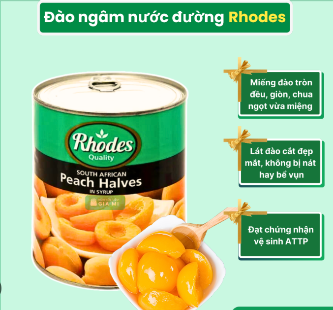 Đào ngâm Rhodes lon 820g