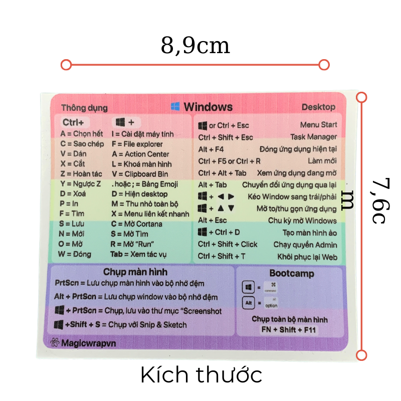 Miếng dán phím tắt laptop Windows không dính keo | Magicwrapvn |