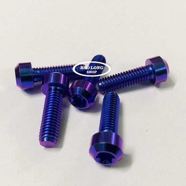 5 con Ốc Titan GR5 Đầu Trụ 6li 2 Xanh Tím (Titan 100% )