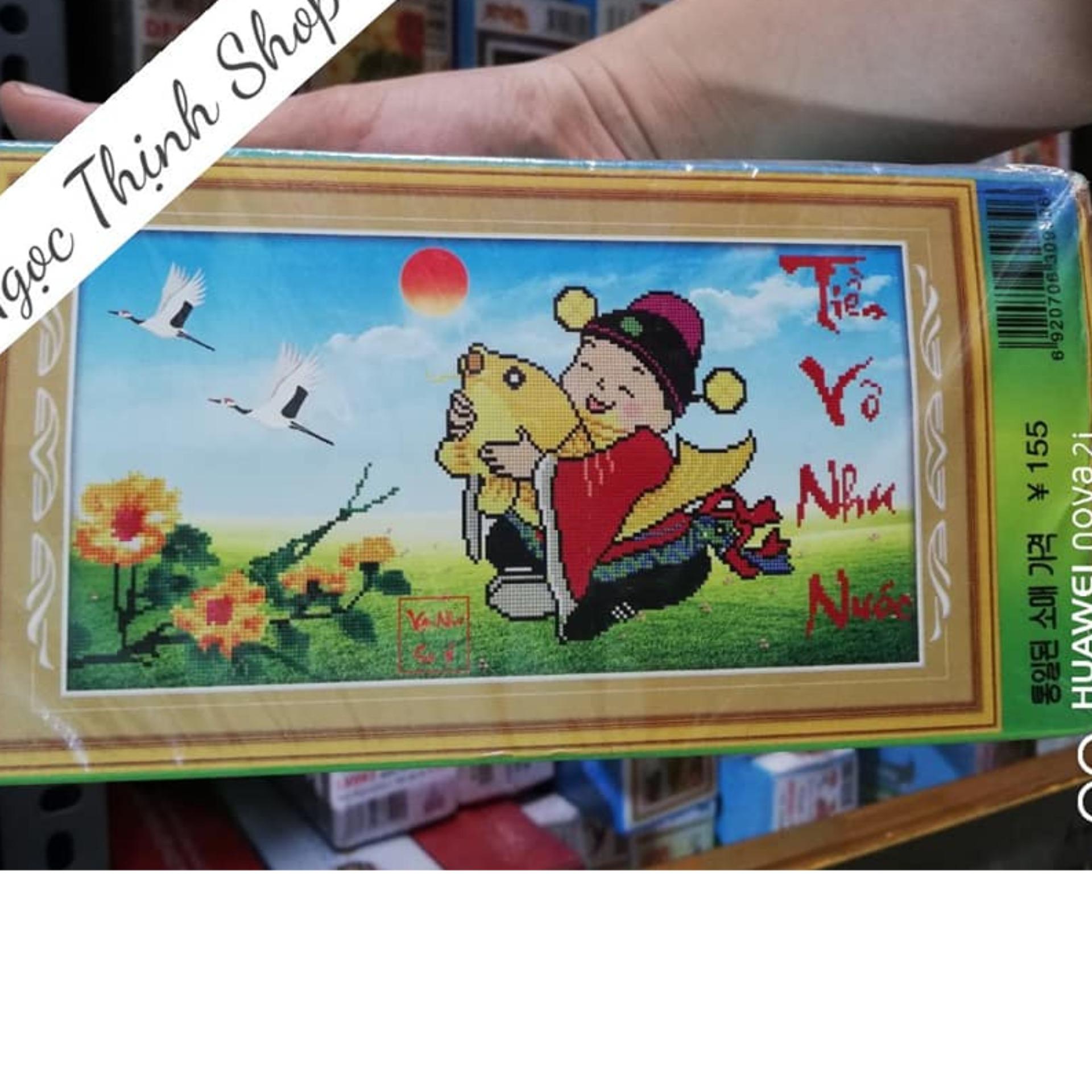 Tranh chấm hạt,  đính đá,  chấm đá, tranh cườm cao cấp thần tài tiền vô như nước H938