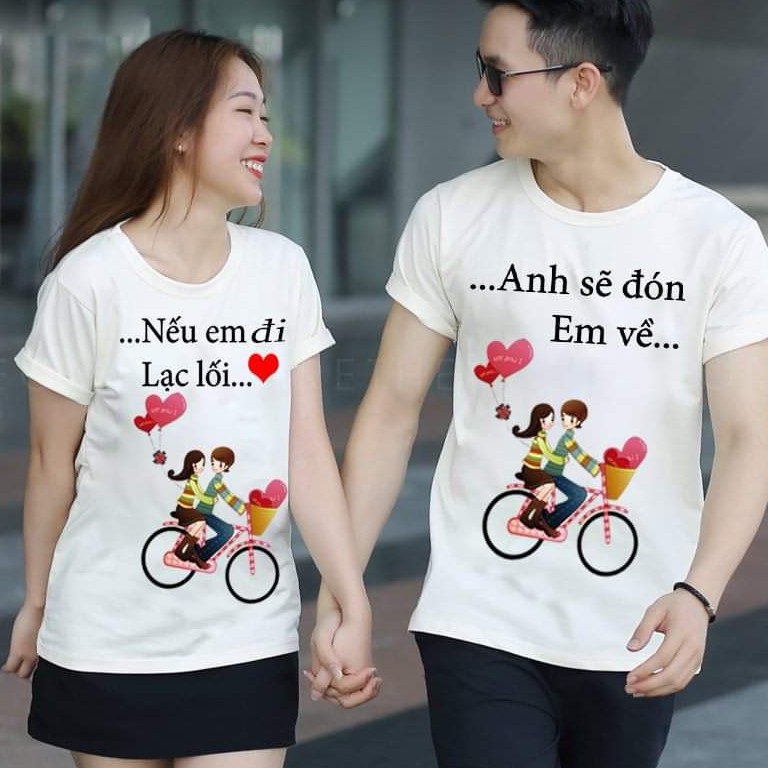 Áo thun đôi( 2 áo)- áo thun in chữ nếu em lạc lối anh sẽ đón em về