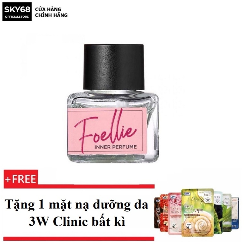 Nước hoa vùng kín hương trái cây ngọt ngào Foellie Eau De Innerb Perfume 5ml - Fleur (chai màu hồng) + Tặng 1 mặt nạ dưỡng da 3W Clinic bất kì nhập khẩu
