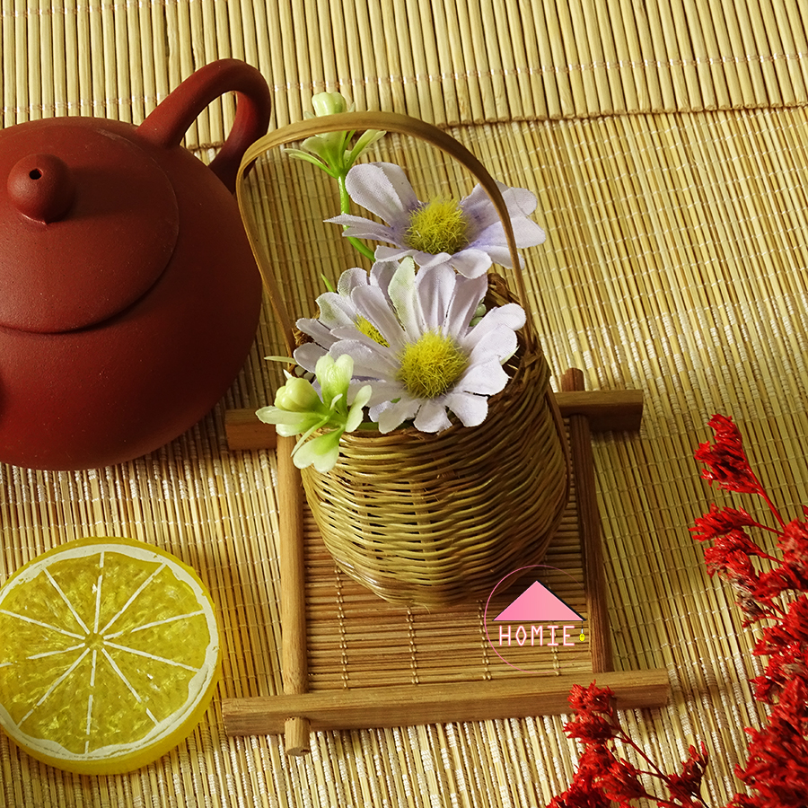 Giỏ hoa mini trang trí độc lạ