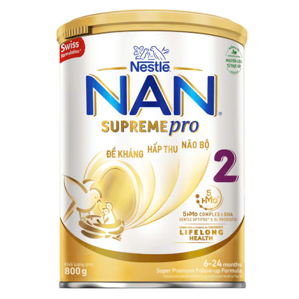 Nan Supreme Pro Swiss Milk Powder No. 2 Can 800g (Random Delivery Model with Green or White Lid)