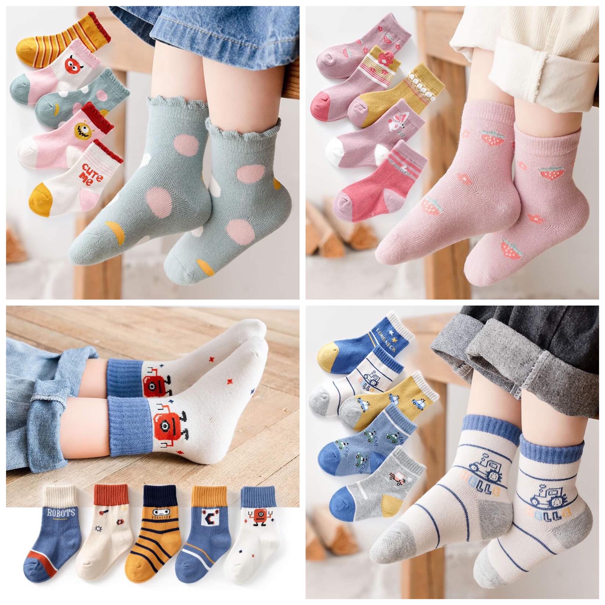 Set 5 đôi tất cho bé từ 1 đến 12 tuổi