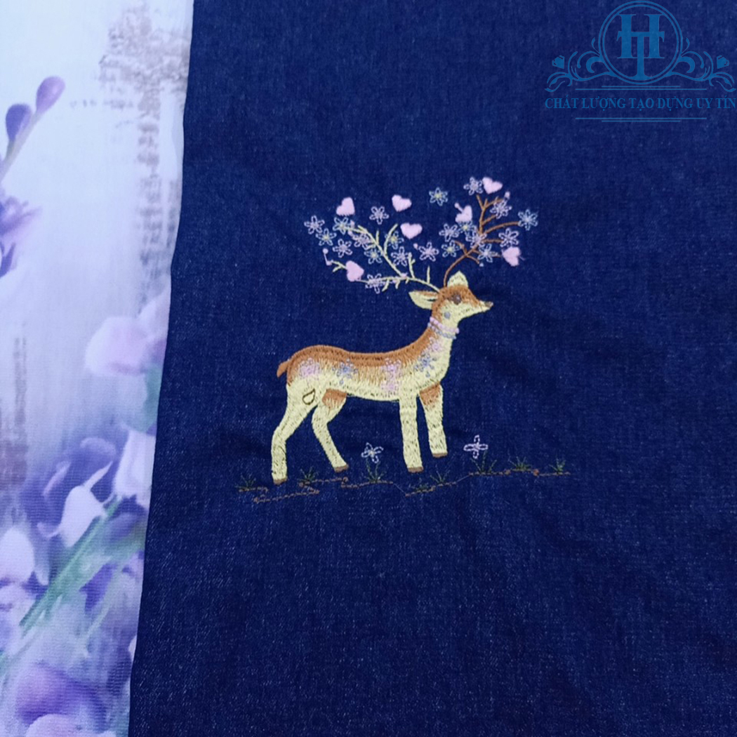 VÁY CHỐNG NẮNG DÀI Chất Liệu Jean Mềm Cao Cấp Có Thêu Họa Tiết Chuồn Chuồn Đơn Kèm Nút Bấm Kim Loại Chắc Chắn H&T Fashion