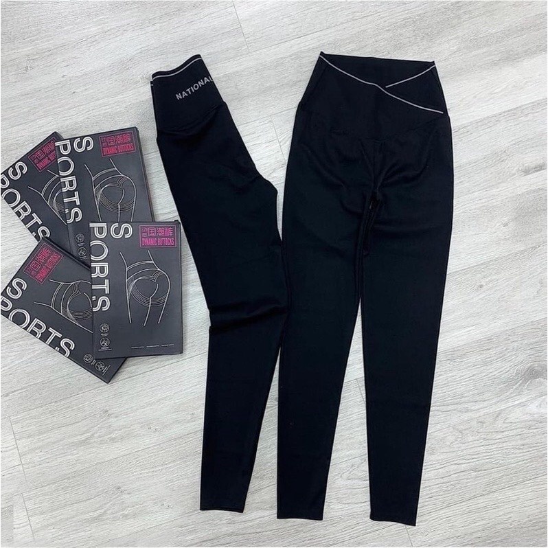 Quần legging nữ lưng cao gen bụng cạp chéo