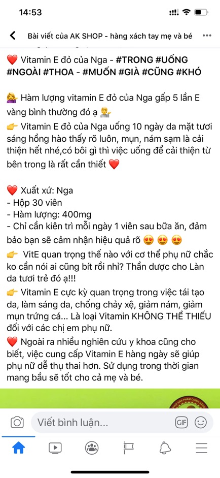 Vitamin E Đỏ Nga 400Mg Hàng  Nga