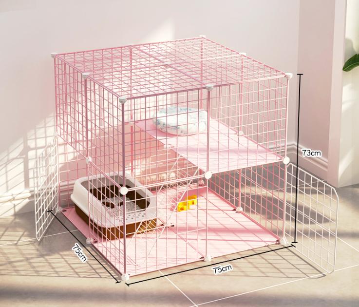 Combo Chuồng Mèo Tự Lắp Ghép Thông Minh 2 tầng chất liệu lưới sắt phun sơn tĩnh điện