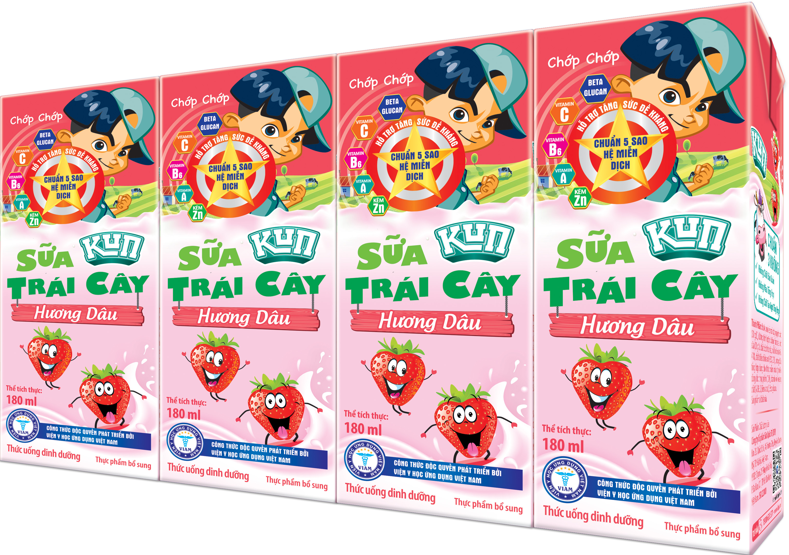 (Ko thẻ) Thùng 48 hộp 180ml Sữa trái cây KUN DÂU