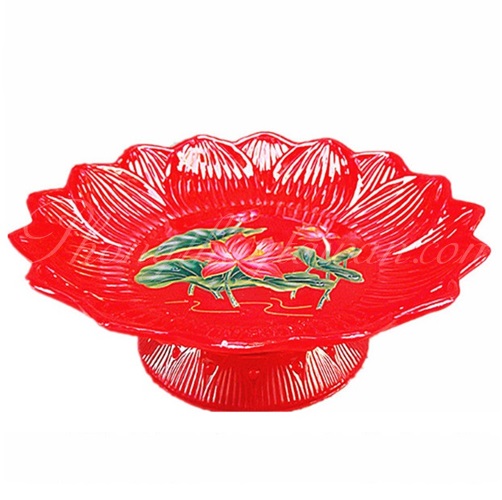 Dĩa trái cây hoa sen đỏ - thờ cúng
