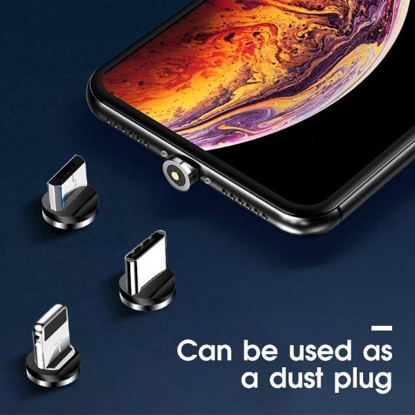 Dây cáp sạc nam châm 2M (2 mét) và 3 đầu nam châm Type-C Android Iphone chơi Liên Quân, Pubg,..