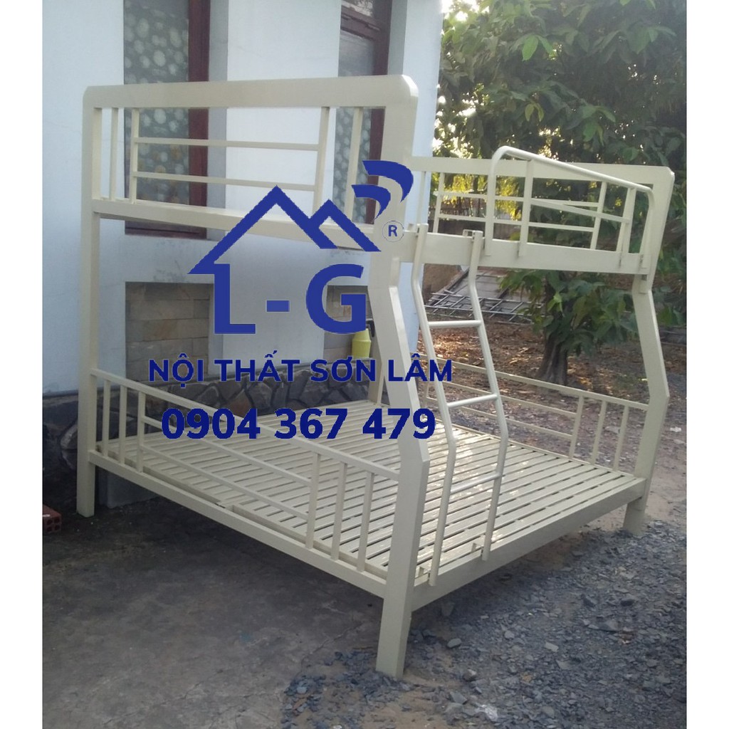 Giường sắt 2 tầng 1m4 x 1m6 tầng hộp vuông 4x8 cao cấp