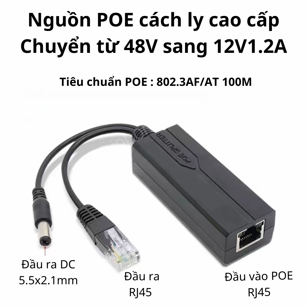 ĐẦU CHUYỂN POE SPLITTER 48V SANG 12V CHO CAMERA