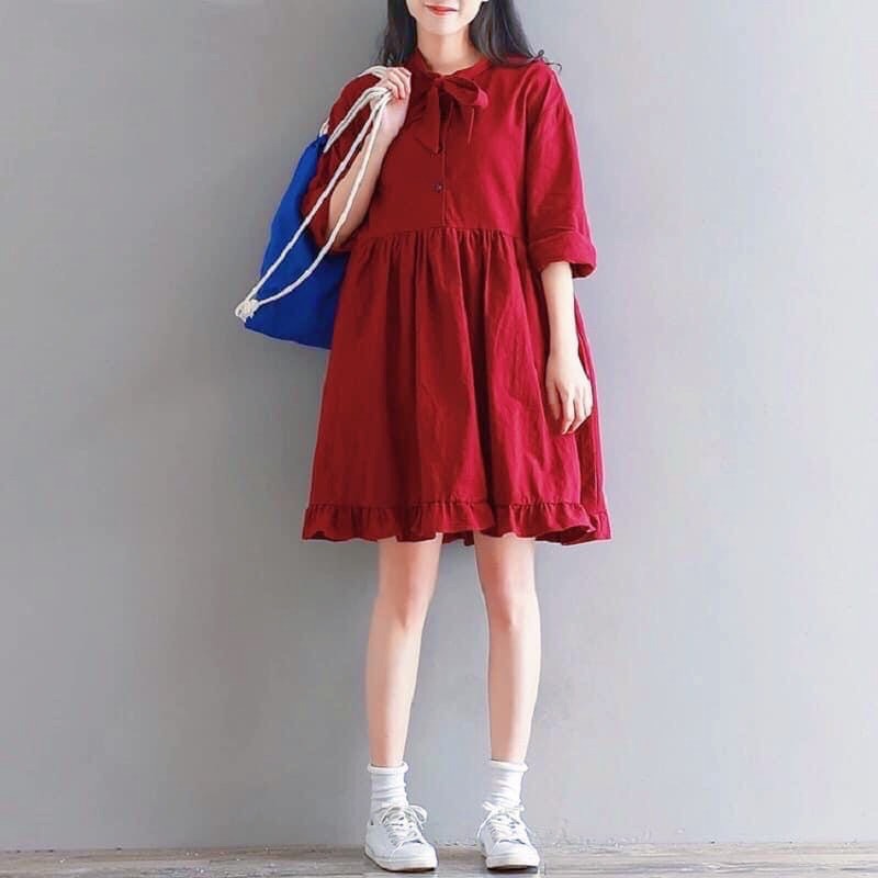 ĐẦM BABYDOLL ĐỎ CÓ NƠ CỔ (có ảnh thật) MS47