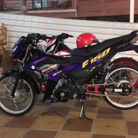 Tem rời Satria F150 xanh đen dán xe đen decal thường