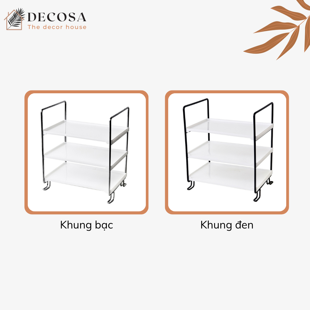 Kệ mini 3 tầng khung sắt đựng đồ trang trí bàn học