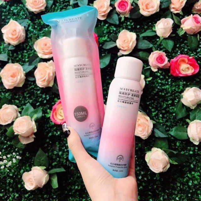 Xịt chống nắng nâng tone make up maycreate nội địa Trung