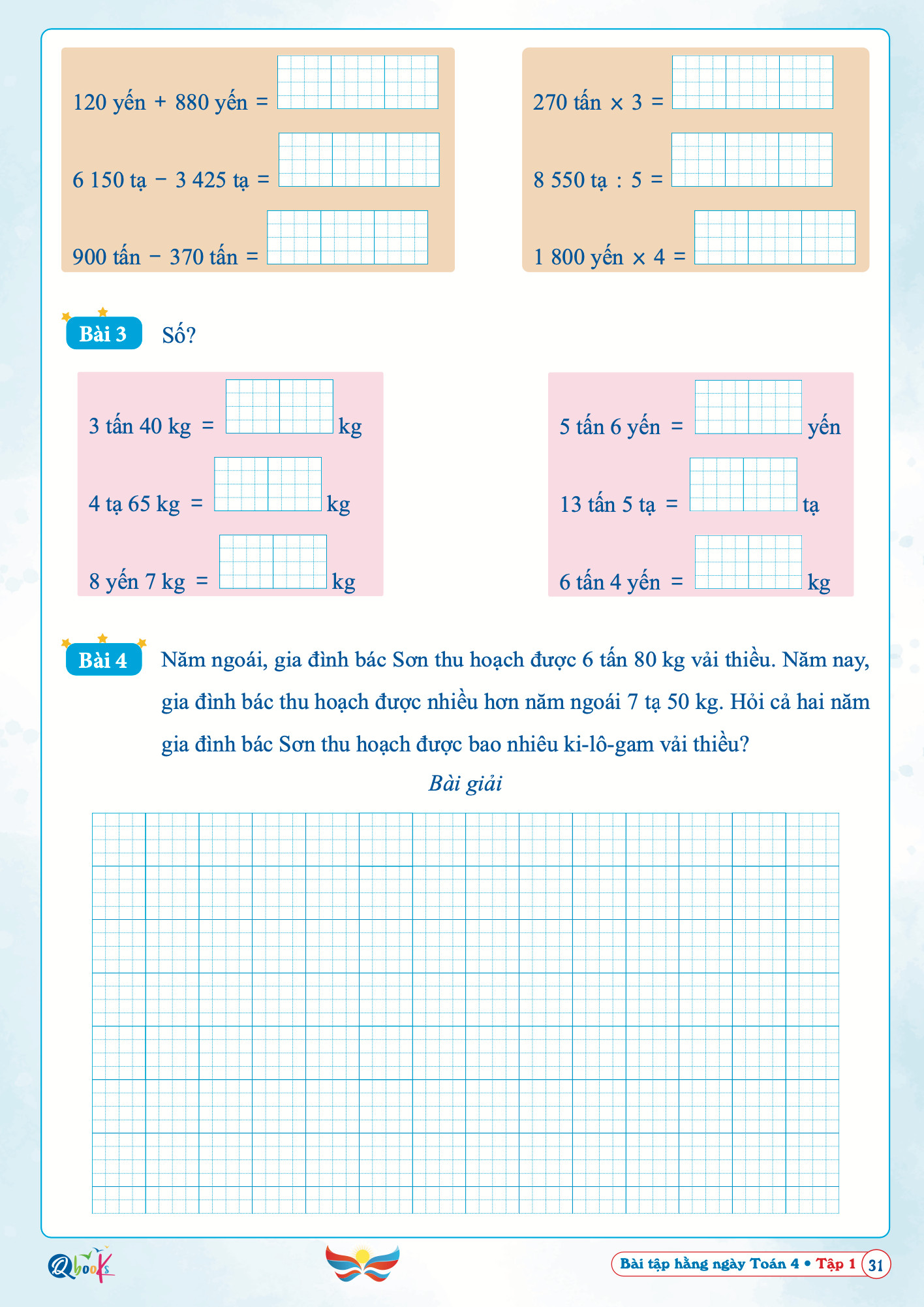 Sách - Bài Tập Hằng Ngày Toán Lớp 4 - học kì 1 - Cánh diều