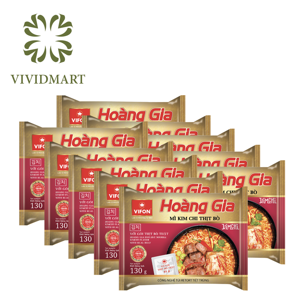Mì vifon hoàng gia mới 6 vị: thịt bằm, thịt bò, hải sản chua cay, lẩu thái tôm thịt, kim chi thịt bò, lẩu cua cay – gói 130 g - vifon