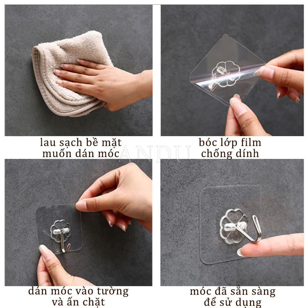 Combo 5 Móc Dán Tường Thần Thánh Trong Suốt, Chắc Chắn, Siêu Bền