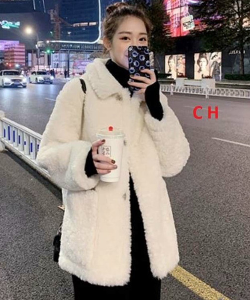Set váy len áo khoác lông thỏ