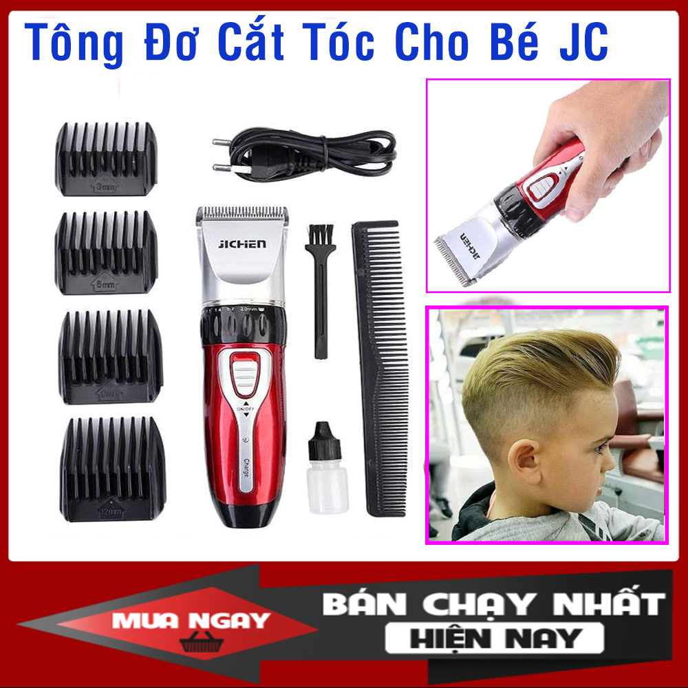 Tông Đơ Cắt Tóc Cho Bé 💝FullBox💝 Phụ kiện đi kèm lược, Chổi vệ sinh, Nguồn Sạc, Tông đơ dùng pin tiện lợi