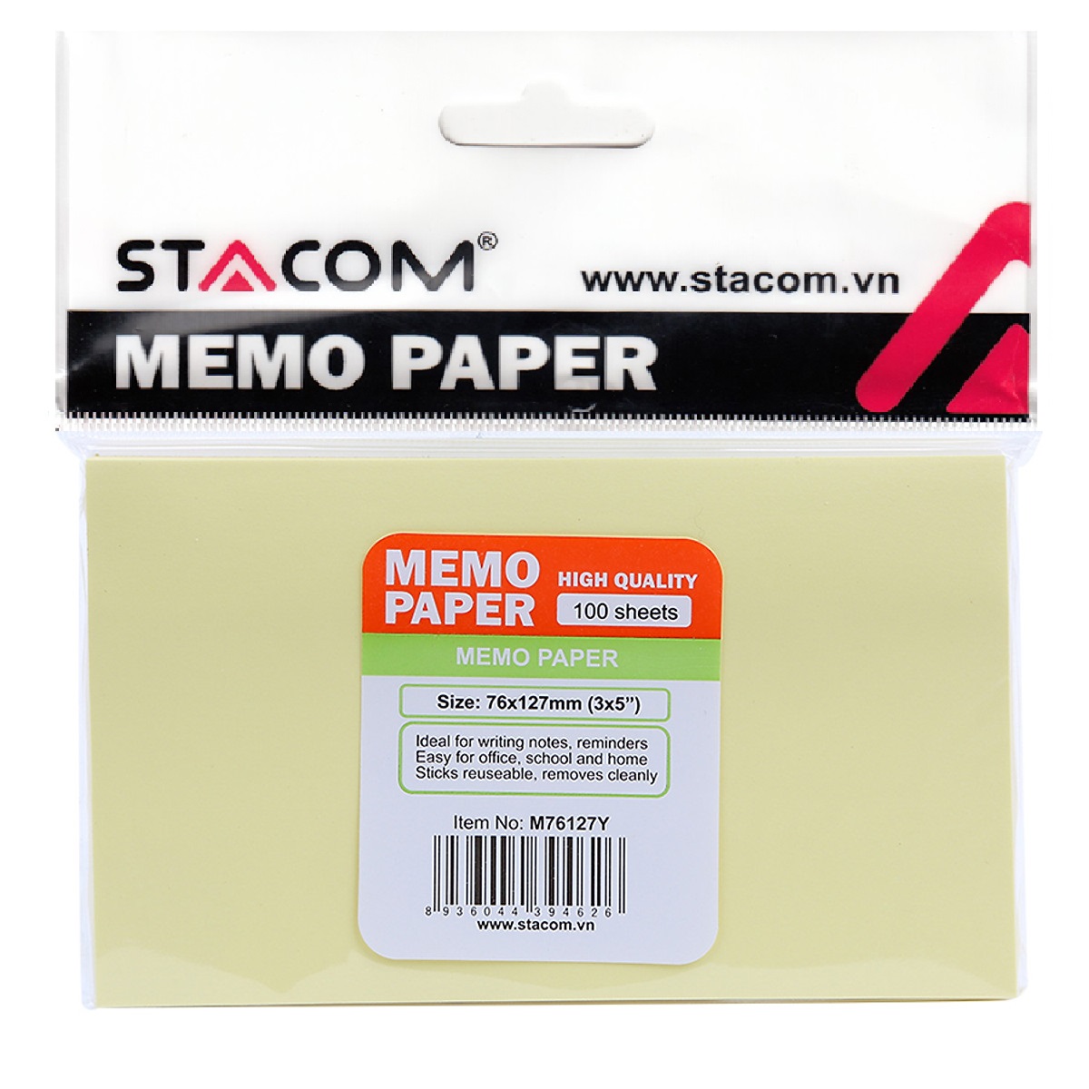 Giấy Ghi Chú Stacom M76127Y  76*127Mm (Lớn) - 8001050400