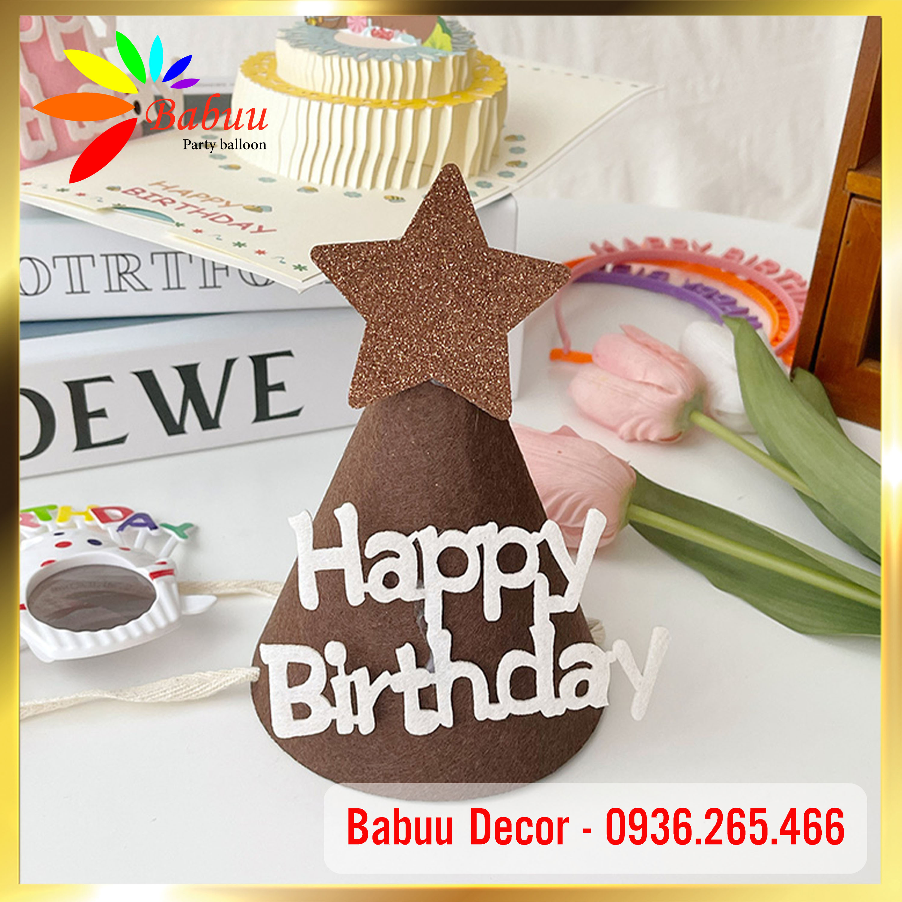 Mũ sinh nhật phong cách Hàn Quốc siêu dễ thương Babuu Decor