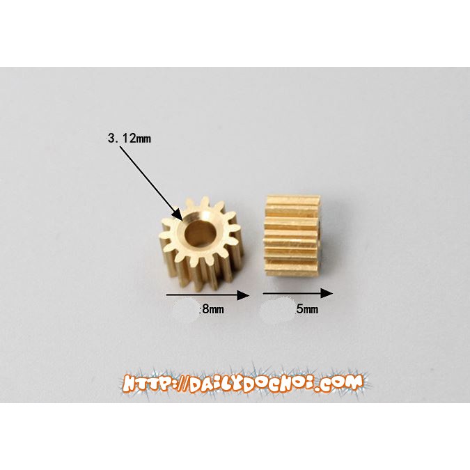 Bánh răng đồng 14 răng lỗ trục 3.17mm dùng để nối trục động cơ