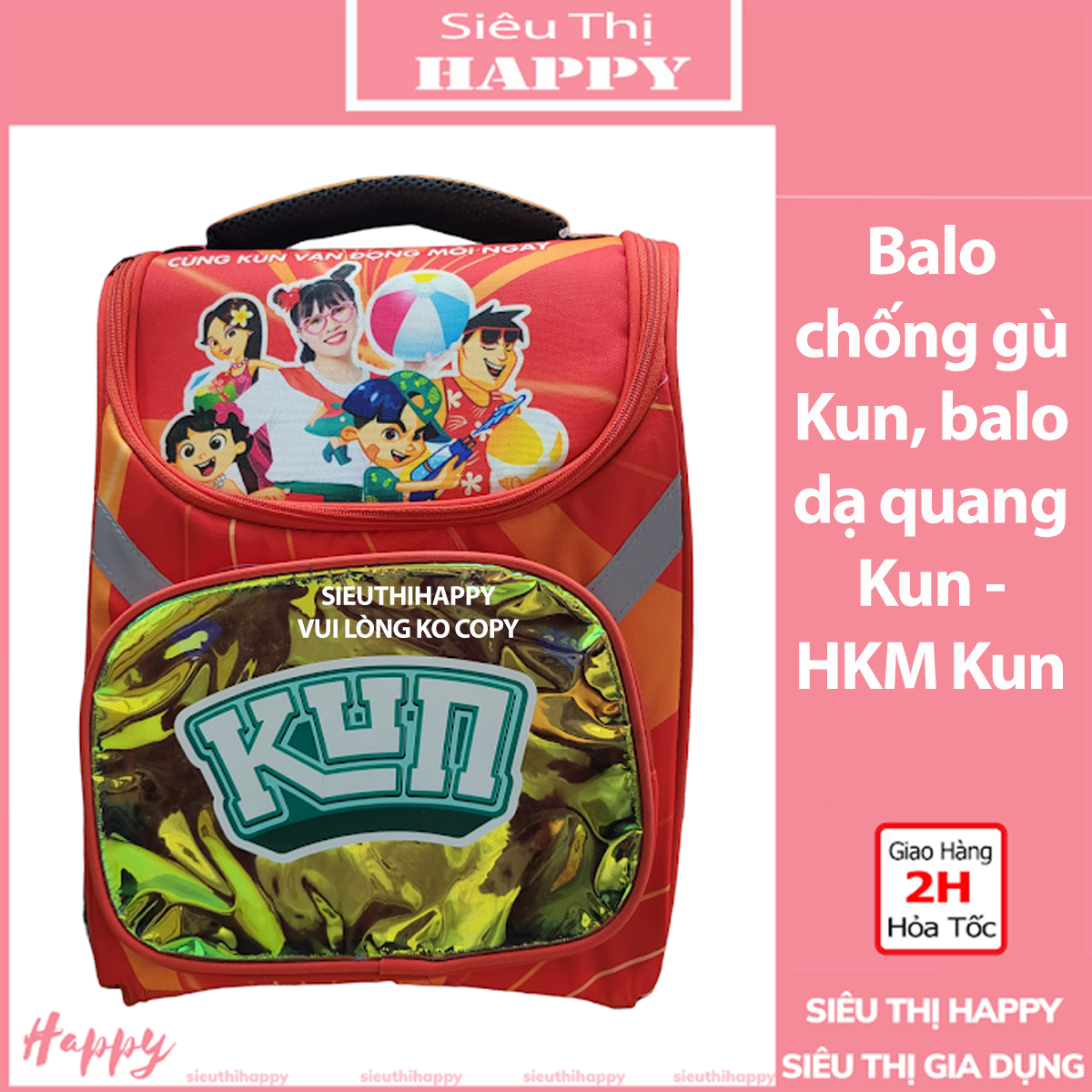 Balo chống gù Kun, balo dạ quang Kun - HKM Kun.