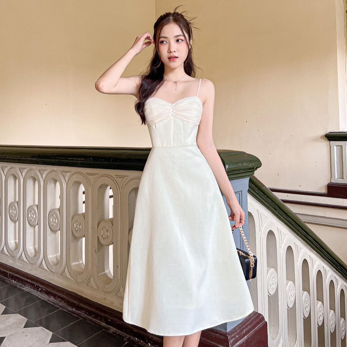 Đầm CANIVA - Đầm 2 dây nhún ngực