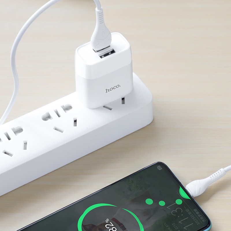[HCM]Bộ Sạc Dual USB Hoco C73 Type-C 2.4A - Bộ Cốc Cáp Sạc - Cho Android - BH 12 Tháng