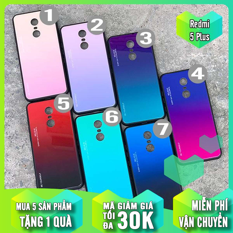 [7 MÀU] Ốp lưng cho Xiaomi Redmi 5 Plus gương cứng 2 màu Ver 2 , viền TPU dẻo đen