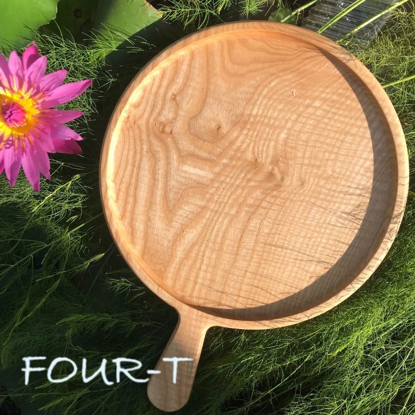 Khay Gỗ Decor Đựng Đồ Ăn Thớt Gỗ Trang Trí Nguyên Khối Hình Tròn Đựng Bánh Mứt Tết Bền Đẹp, Four-T.officialstore