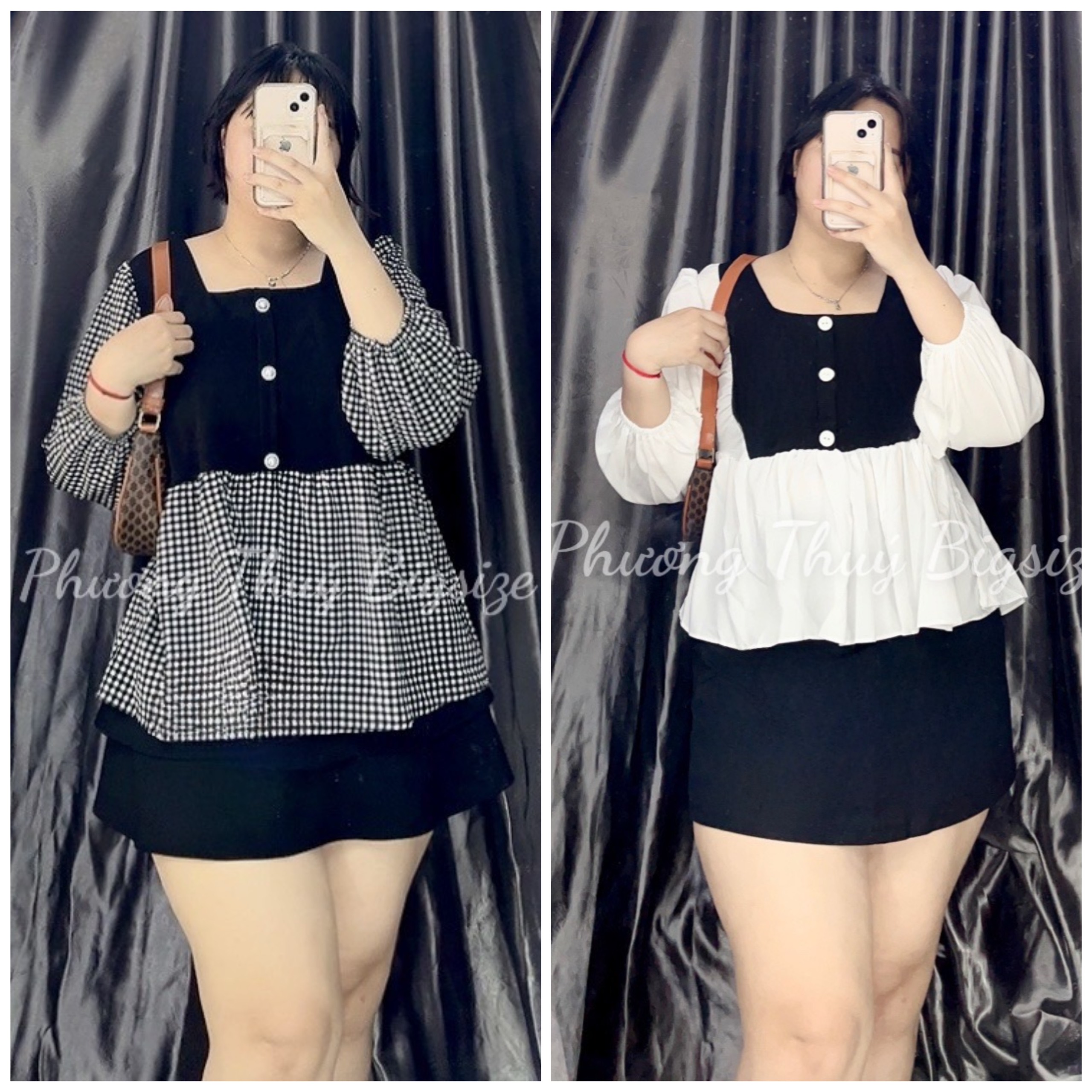 Áo babydoll phối caro, trơn bigsize ( ảnh chụp tại shop ).